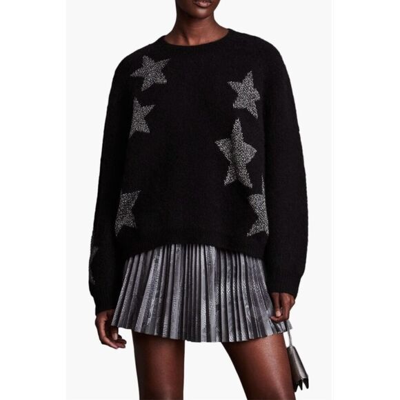 AllSaints Metallic Star Alpaca & Wool Blend Sweater Medium - Picture 6 of 11